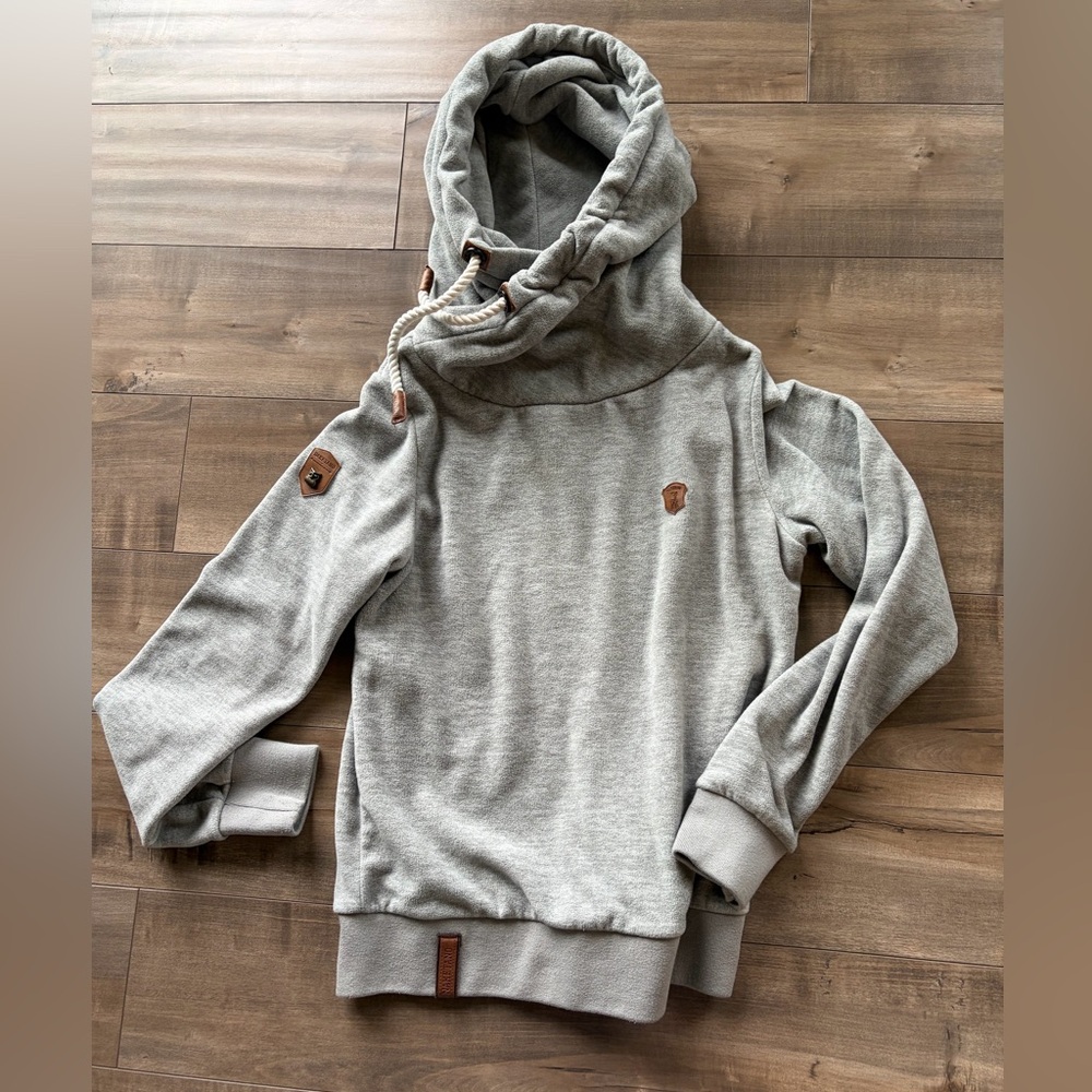 Naketano Light Gray Women’s Sweater with classic cowl neck